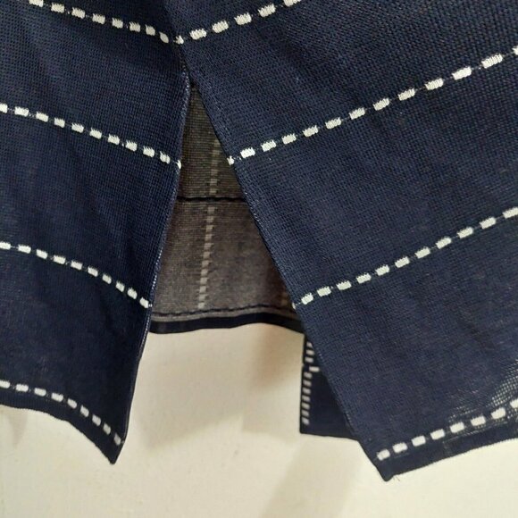 Ming Wang Heritage Fit Blue Dashed Windowpane Open Knit Jacket Gold Buttons 1X - Picture 4 of 7